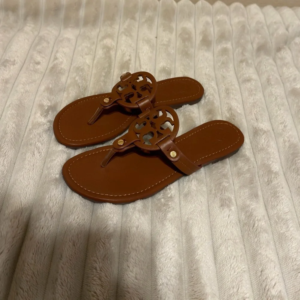 Tory Burch Miller Sandal Brown / Gold Women’s Size 7 / 8 / 9 - Picture 1 of 5